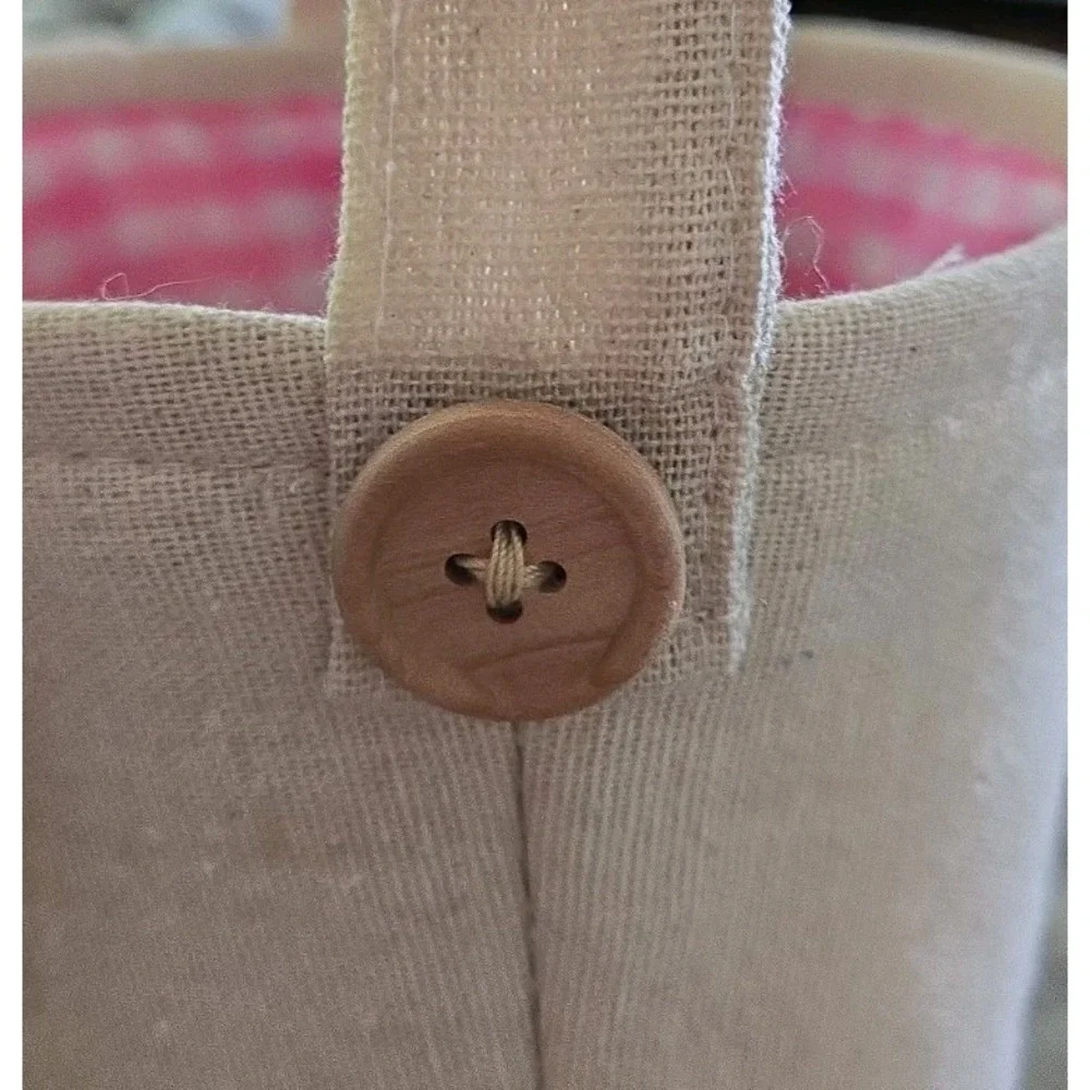 Easter Bunny Basket Burlap Canvas Tote Bag Pink Gingham Lining Floppy Ears NWT